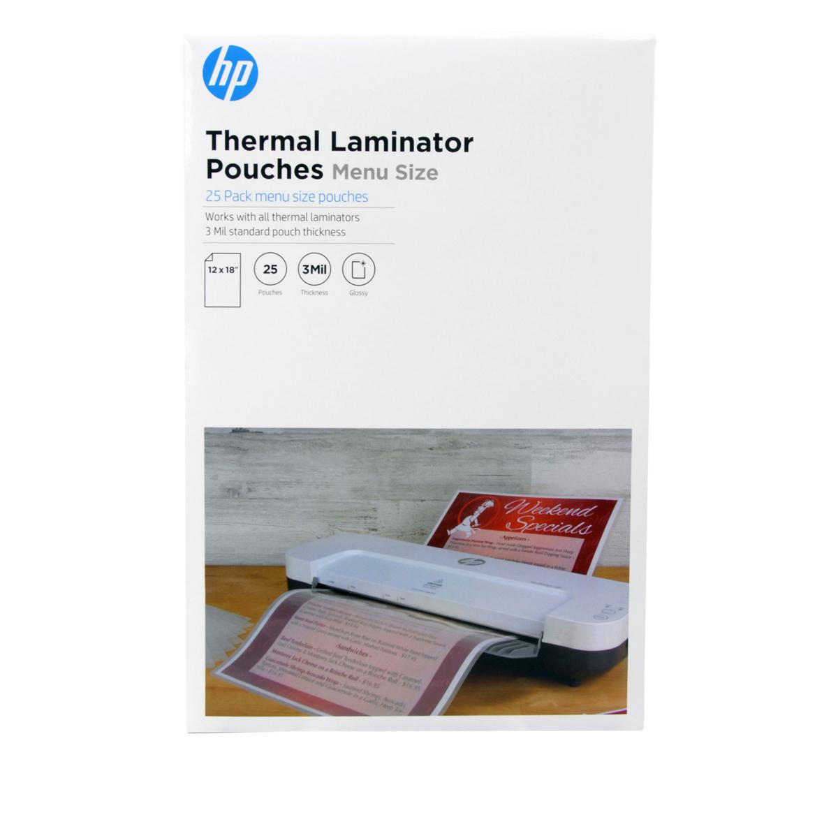HP 25pack 12" x 18" Laminator Pouches 20900696 HSN