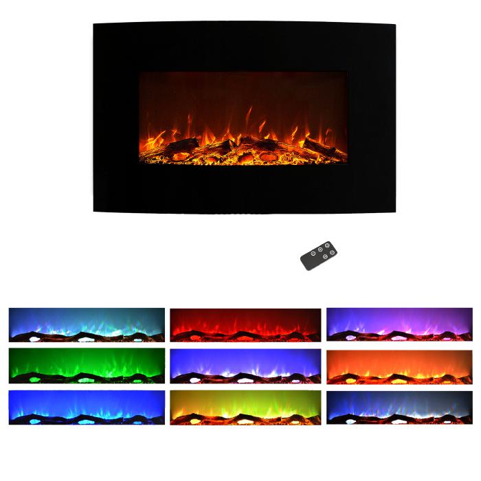 Northwest 36 quot; Curved Color Changing Fireplace Wall Mount Floor