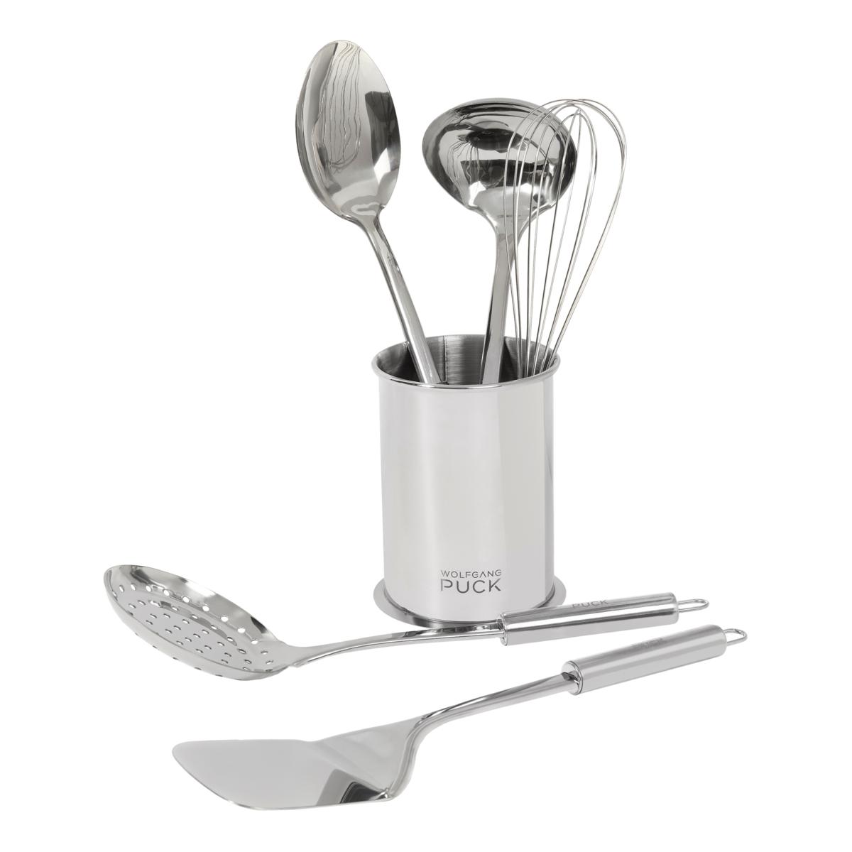 Wolfgang Puck 6piece Stainless Steel Utensil Set with Storage