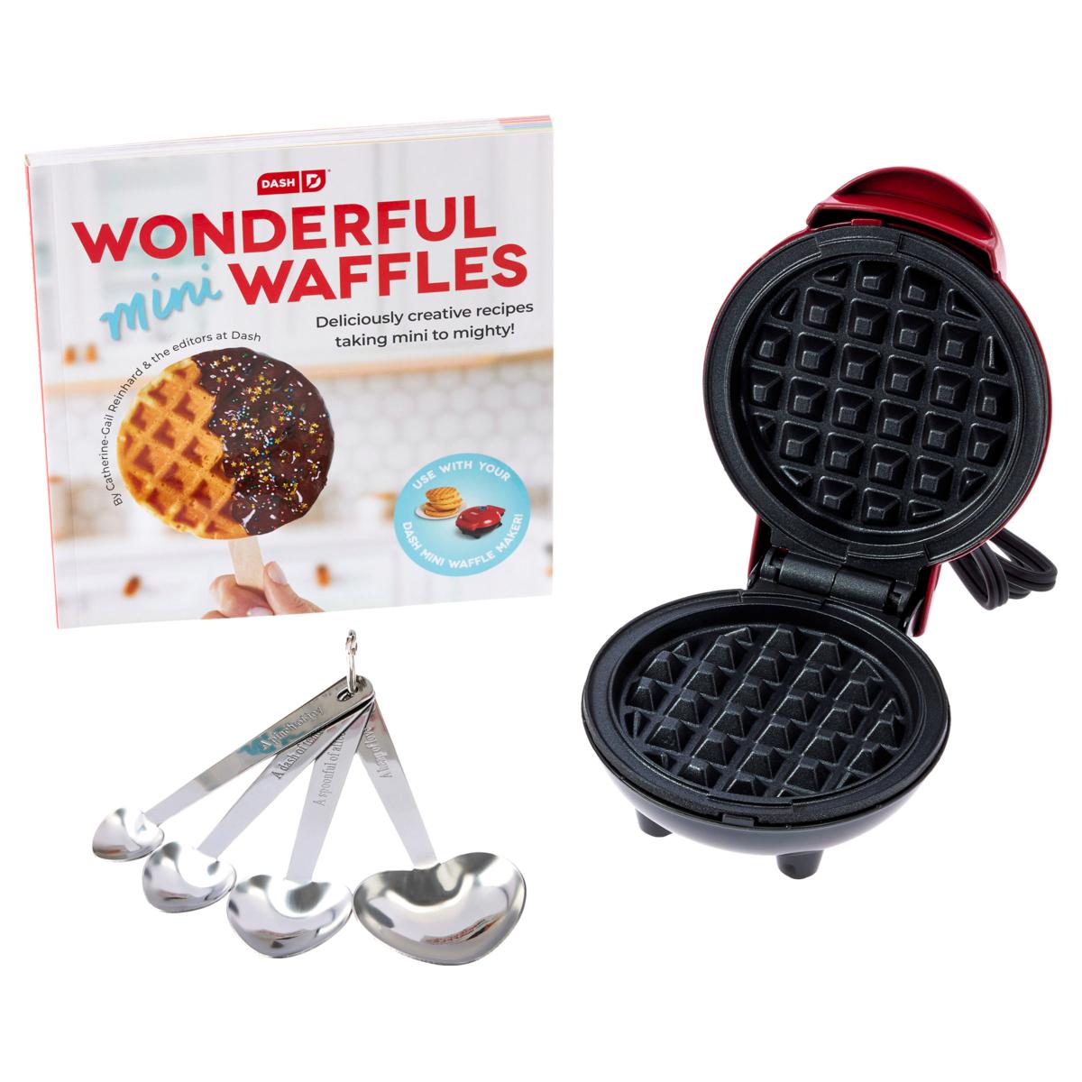 DASH Mini Waffle Maker Gift Set with Measuring Spoons & 80 Recipes 20956350 HSN