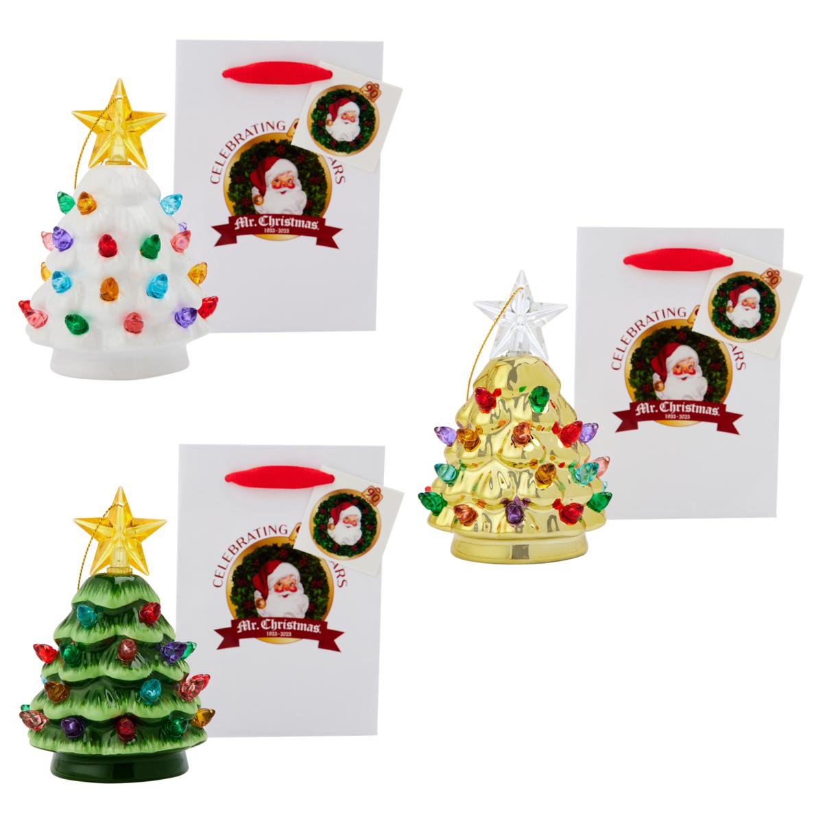 Mr. Christmas 4" Mini Trees with Gift Bags 3piece Set 21040815 HSN