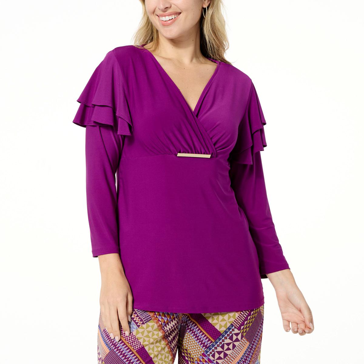 Antthony RuffleDetail Crossover Blouse 21070580 HSN