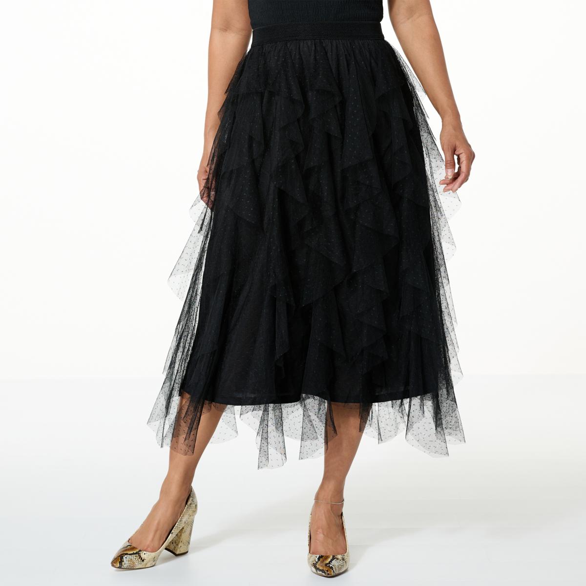 Curations x Debbie Denmon Mesh Ruffle Maxi Skirt - 21250213 | HSN