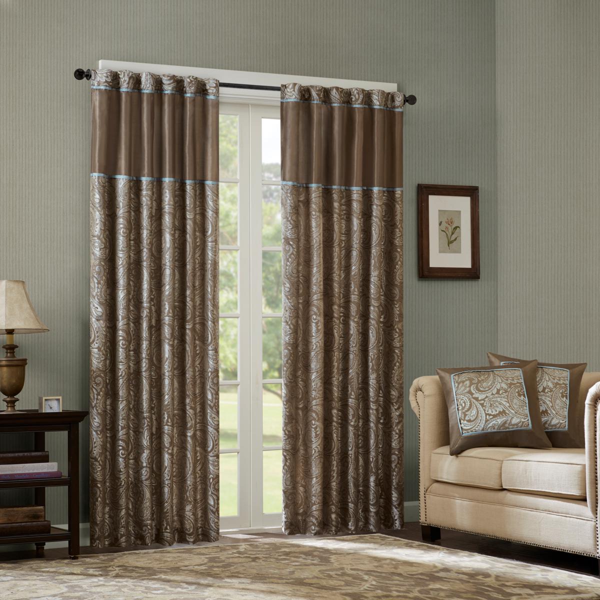Madison Park Aubrey Jacquard Panel Curtain Pair Blue 50 x 108
