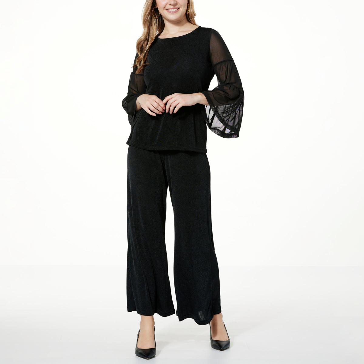 Antthony 2-piece Tiered Mesh Knit Sleeve Top and Pant Set - 21870567 | HSN