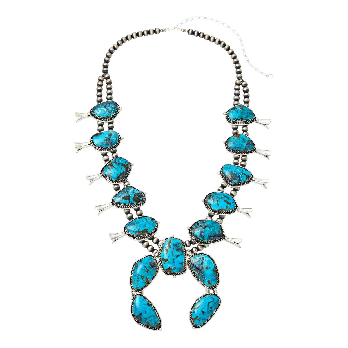 Chaco Canyon Kingman Turquoise Squash Blossom Necklace - 22109298 | HSN