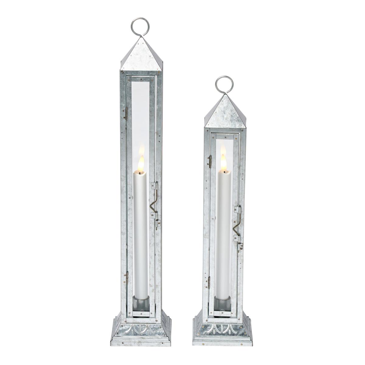 Emryn House Set of 2 Thin Metal Lanterns w/Taper Candles 22141692 HSN