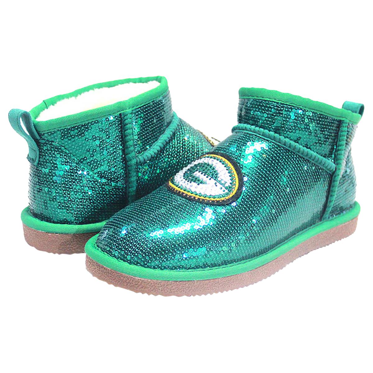 Officially Licensed NFL Sequin Faux Fur Lined Ankle Boot by Cucé Shoes