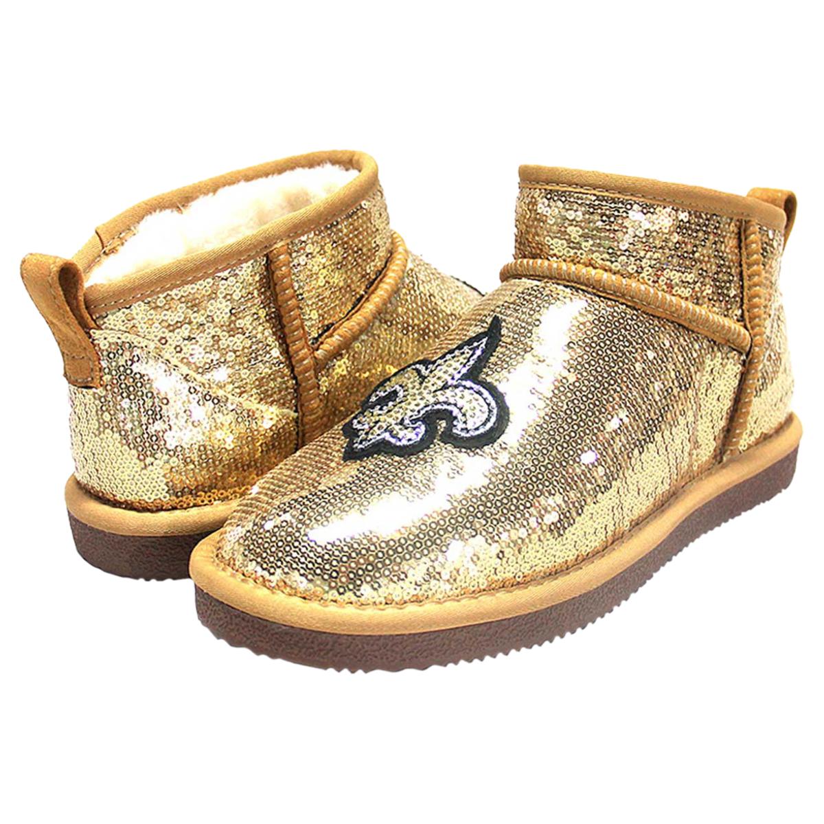 Officially Licensed NFL Sequin Faux Fur Lined Ankle Boot by Cucé Shoes