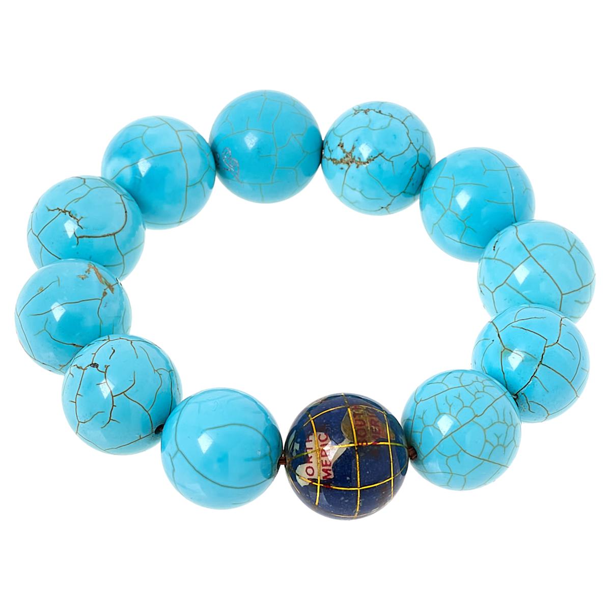KALIFANO Globe Accent Gemstone Bead Stretch Bracelet 22339175 HSN