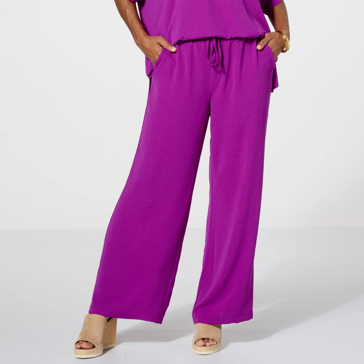 Nina Leonard Wave Textured Wide Leg Pant - 22346660 | HSN