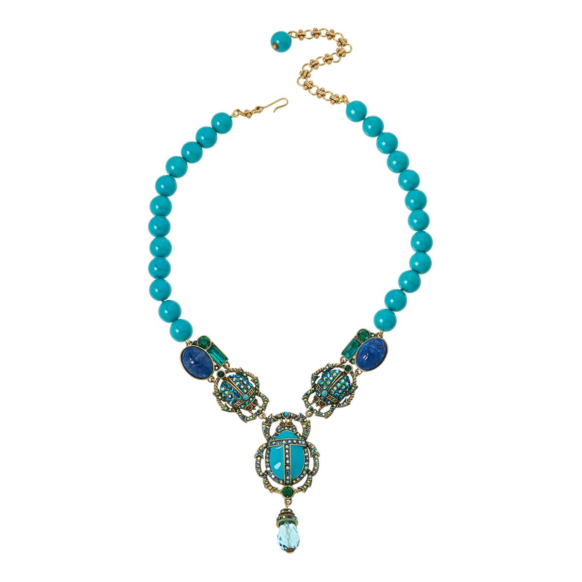 Heidi Daus Love Bug Crystal and Turquoise-Color Beaded Drop Necklace ...