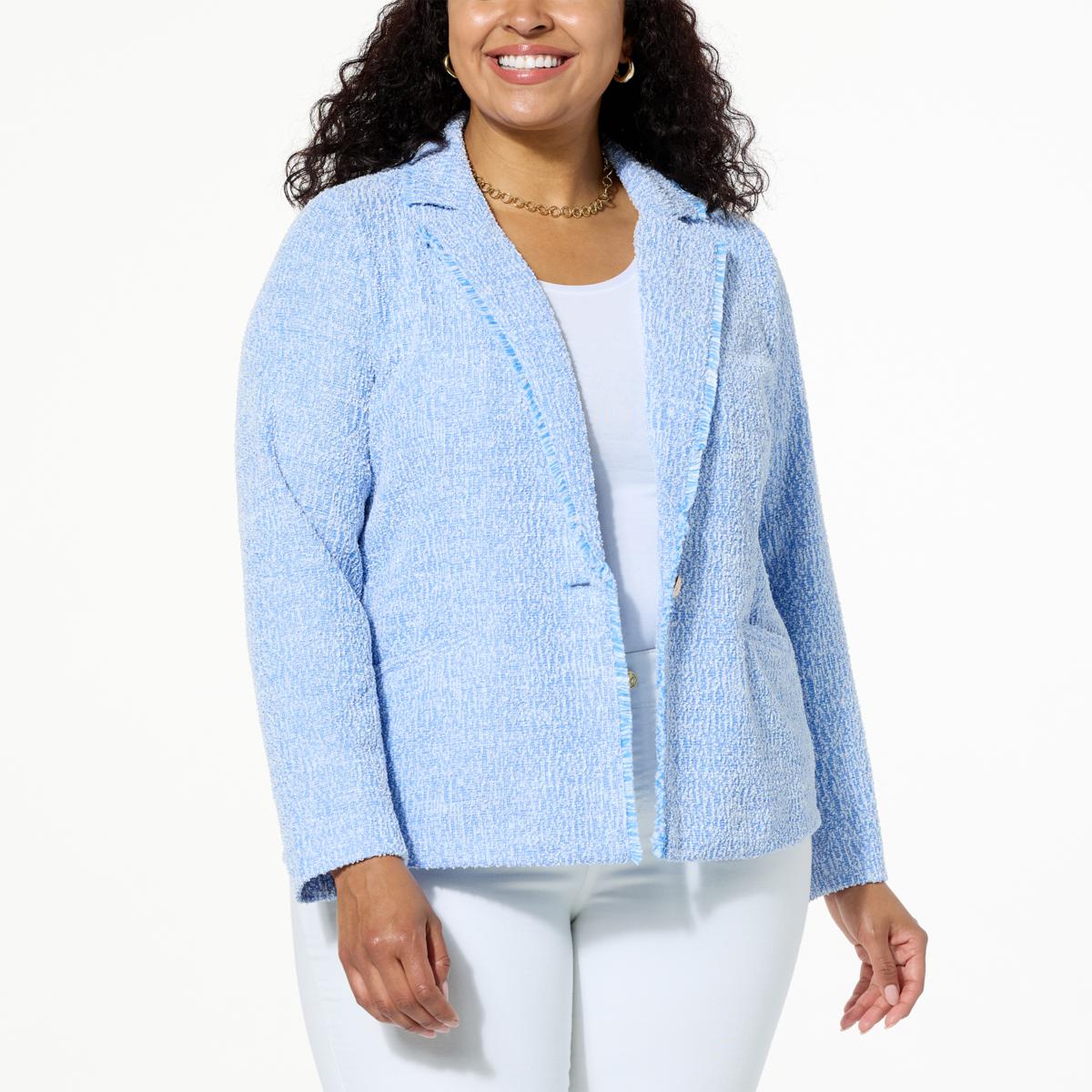 IMAN Global Chic Boucle Blazer with Fringe Trim - 22448862 | HSN