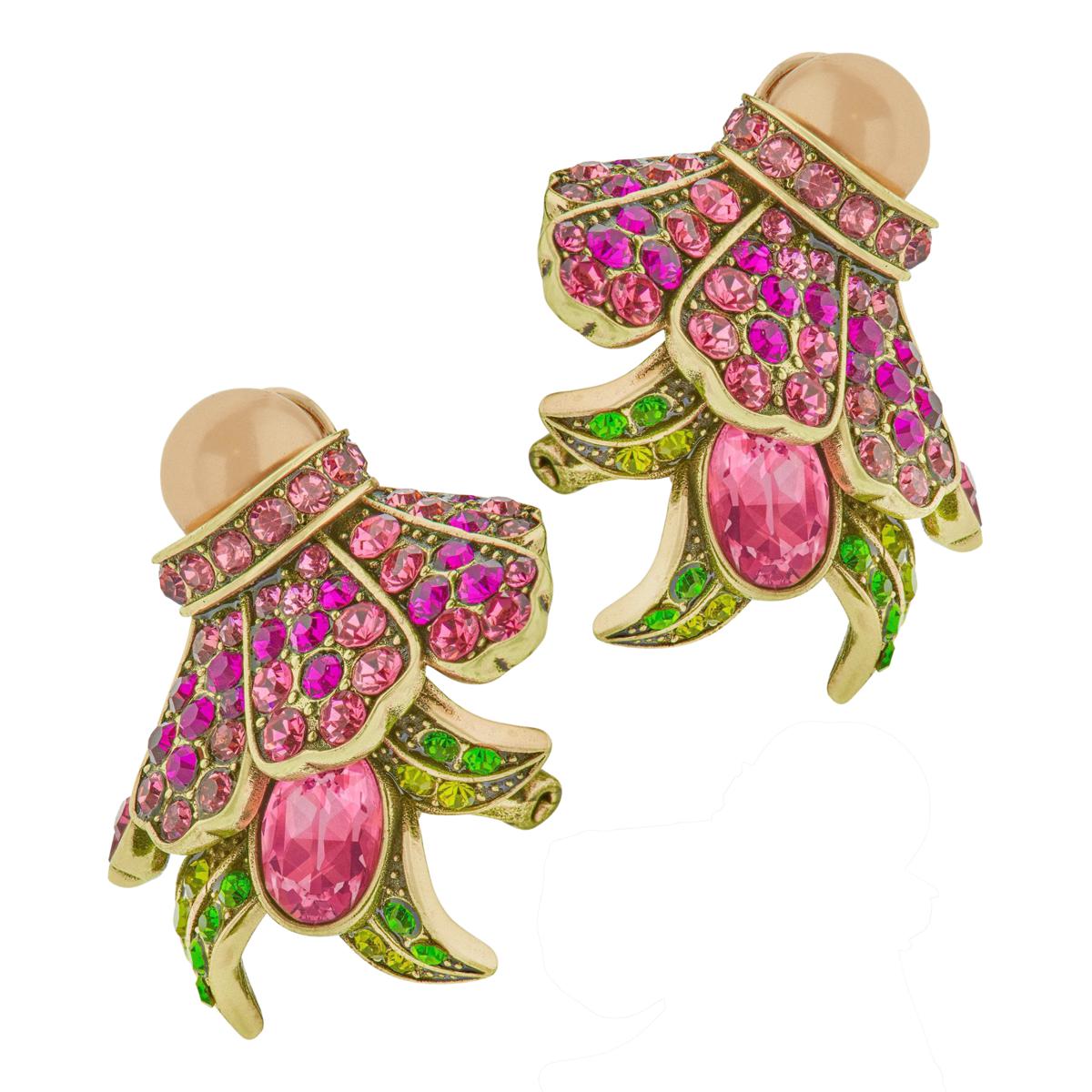 Heidi Daus Echinacea Flower Crystal and Glass Bead Earrings 22658684