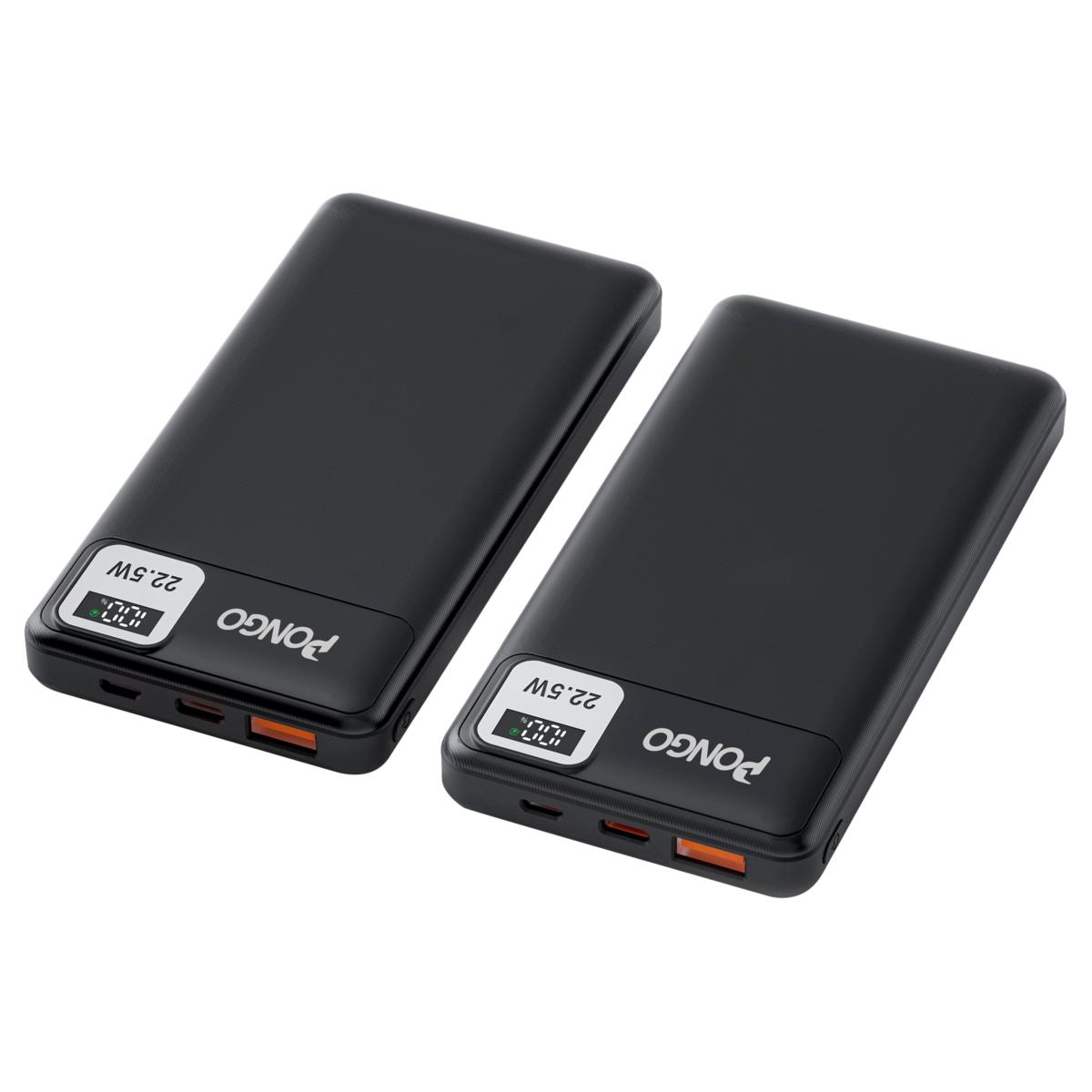 PONGO 10KmAh Power Bank 2pack with Fast Charging, AC Charger & Cable