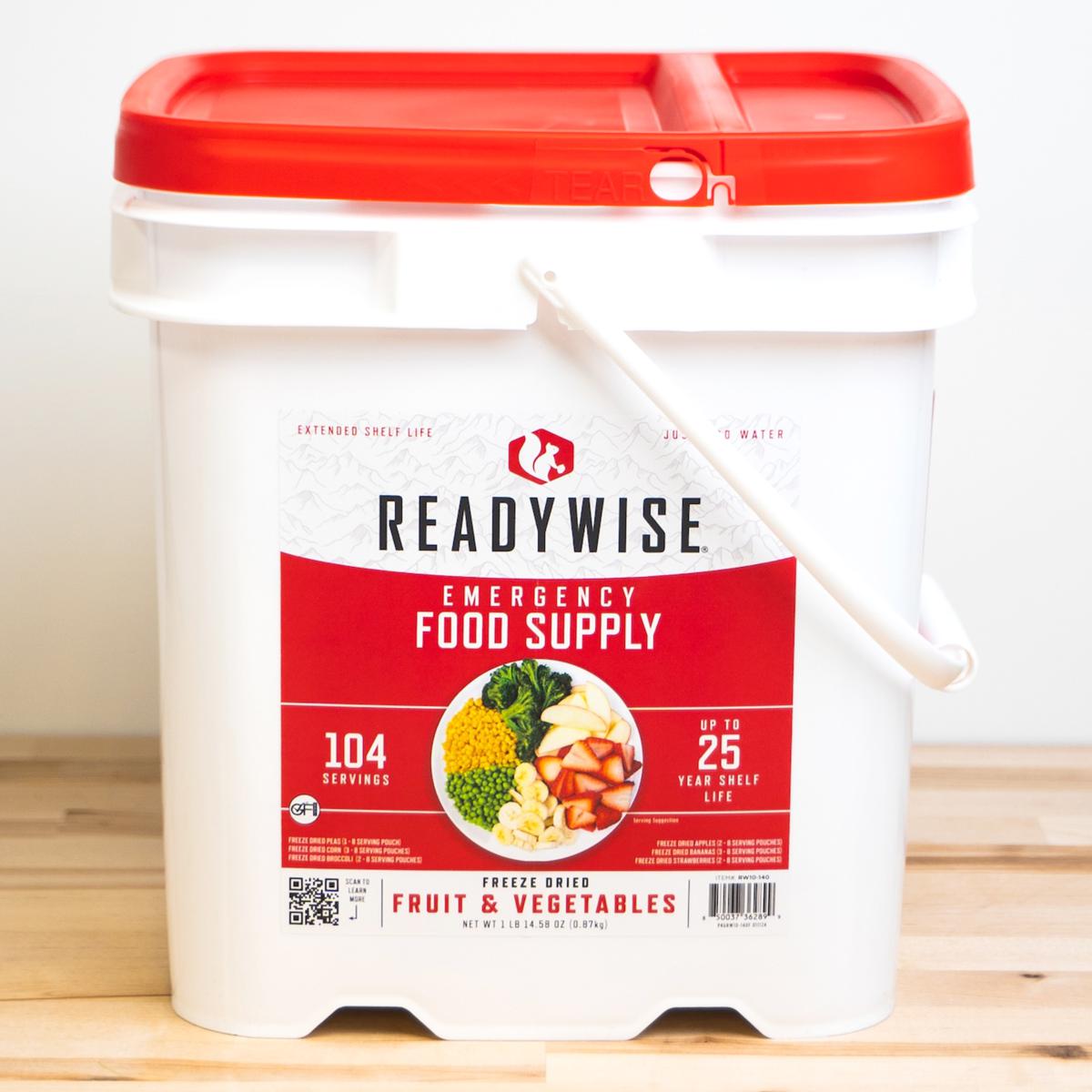 ReadyWise Emergency Food 14Day 104Serving Fruits & Veggie Bucket
