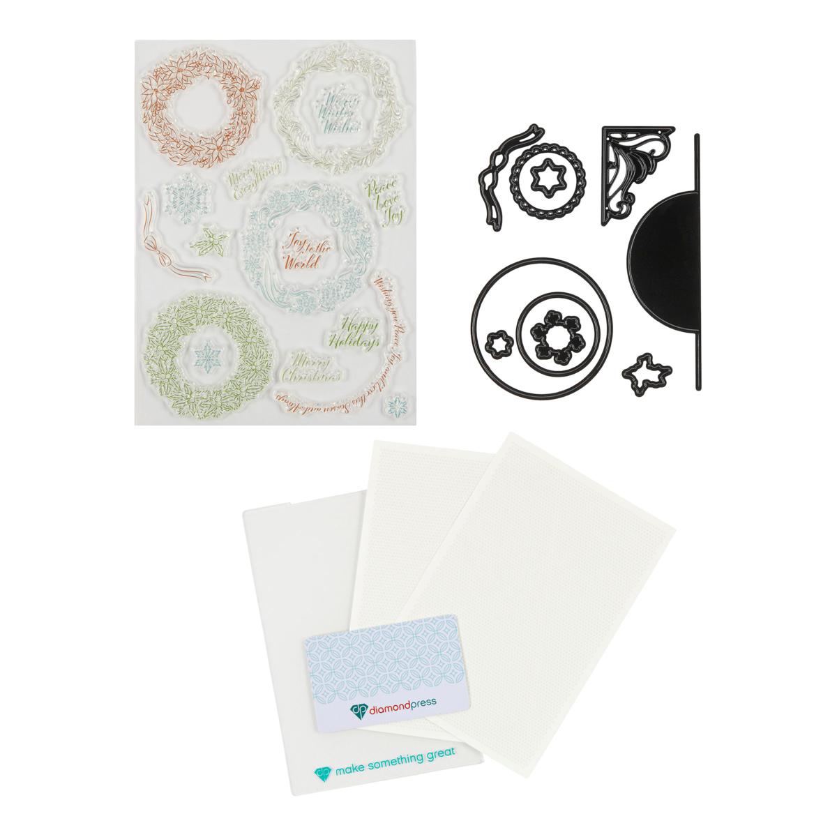 Diamond Press Interactive Holiday Wreath Stamp And Die Kit - 23262109 