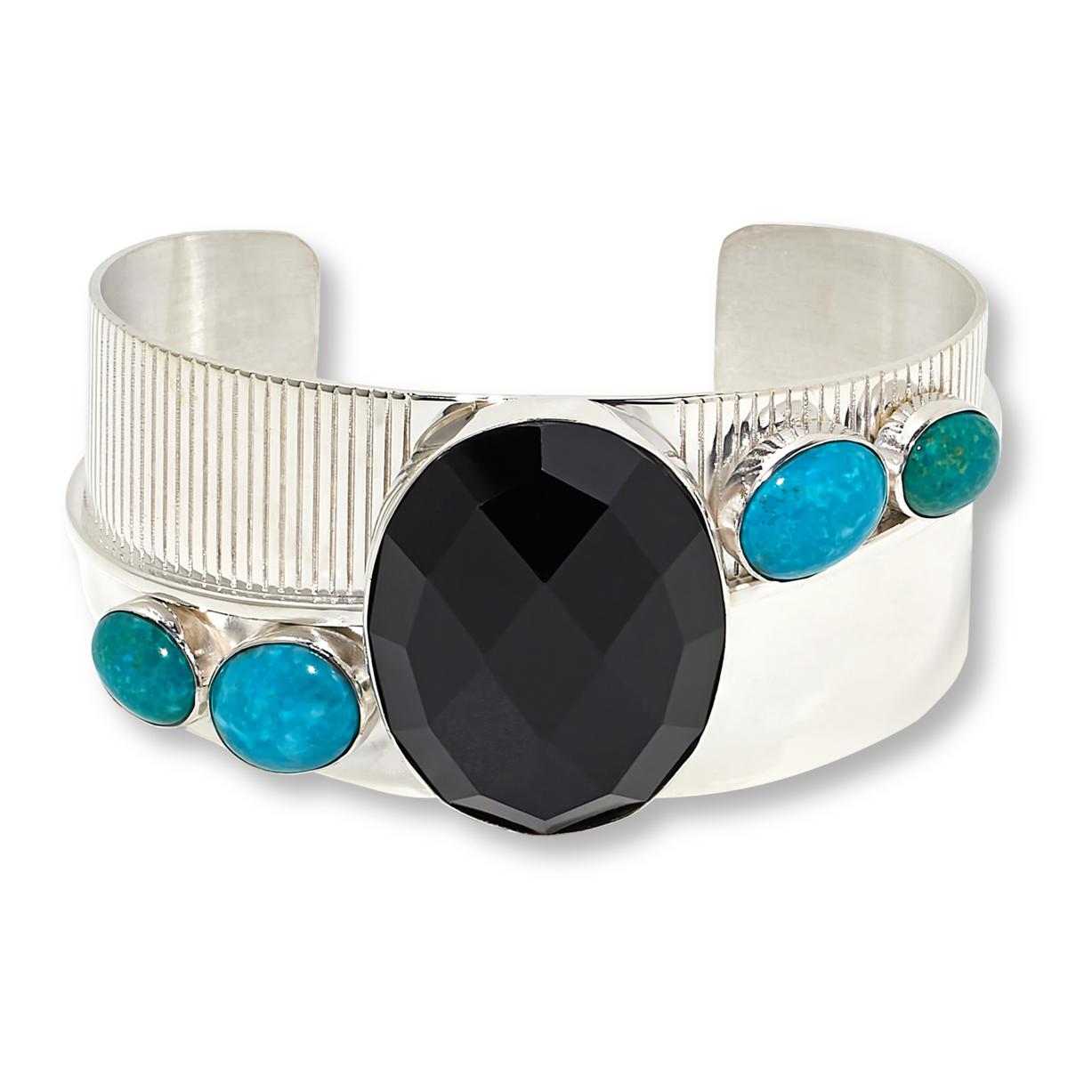 Jay King Gallery Collection Black Chalcedony & Turquoise Cuff Bracelet ...