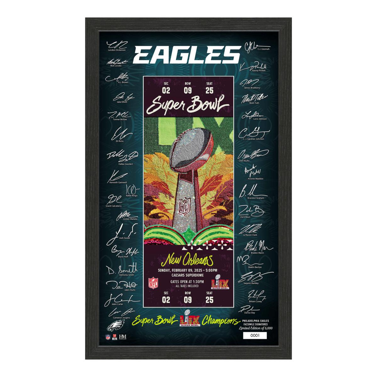 Officially Licensed NFL Super Bowl LIX Signature Ticket Frame - Eagles ...