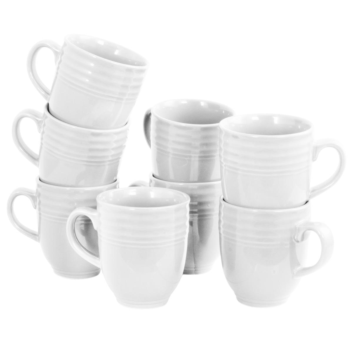Plaza Cafe 15 oz Mug Set in White, Set of 8 9212103 HSN
