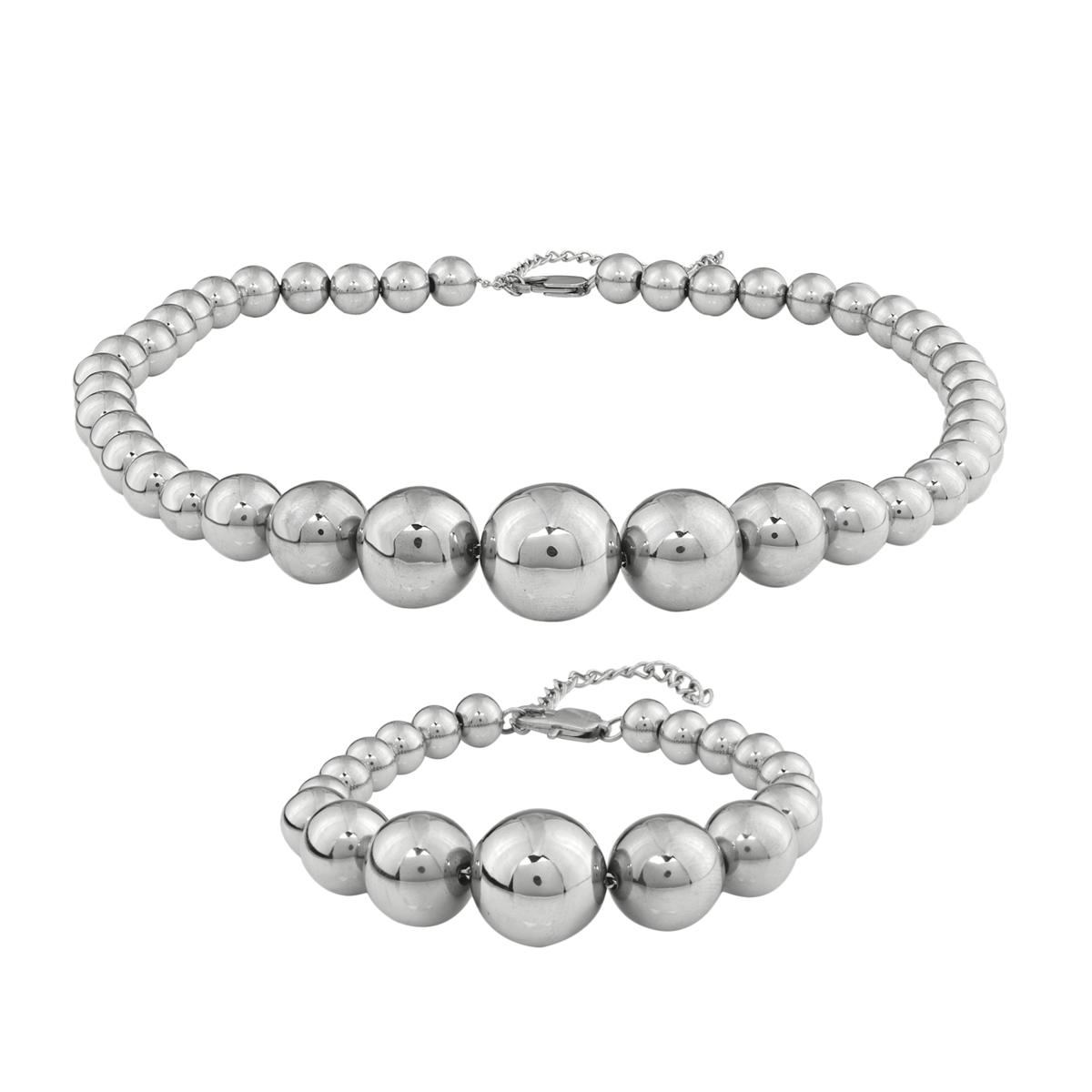 Stately Steel Beaded Necklace and Bracelet Jewelry Set 9283541 HSN