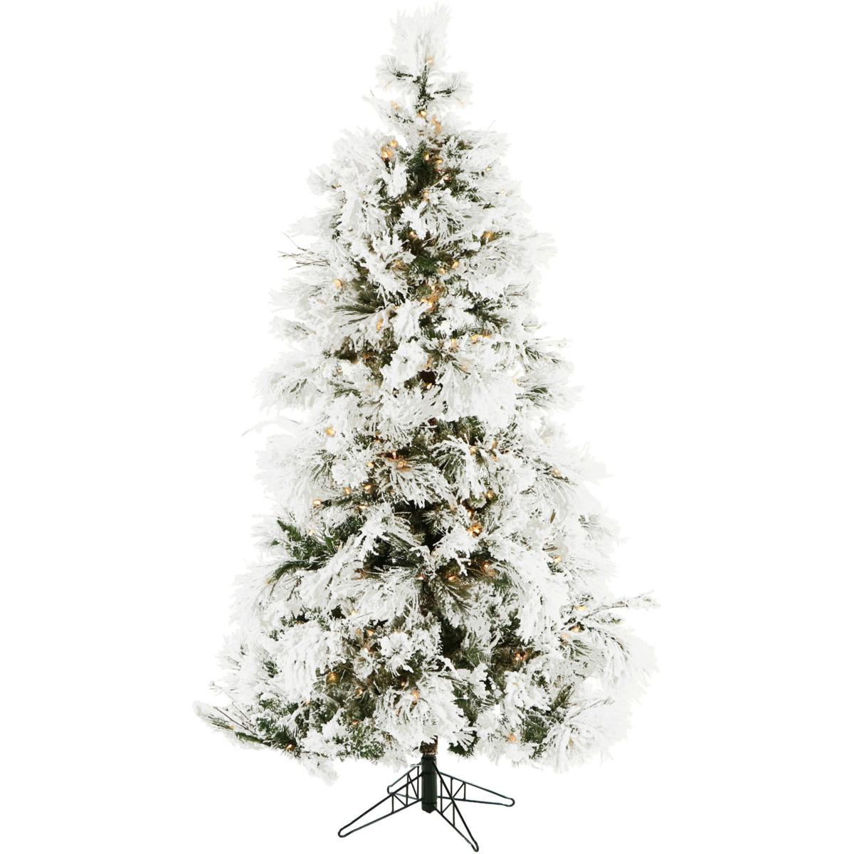 Christmas Time 6.5' Frosted Fir Christmas Tree w Clear LED StringLight