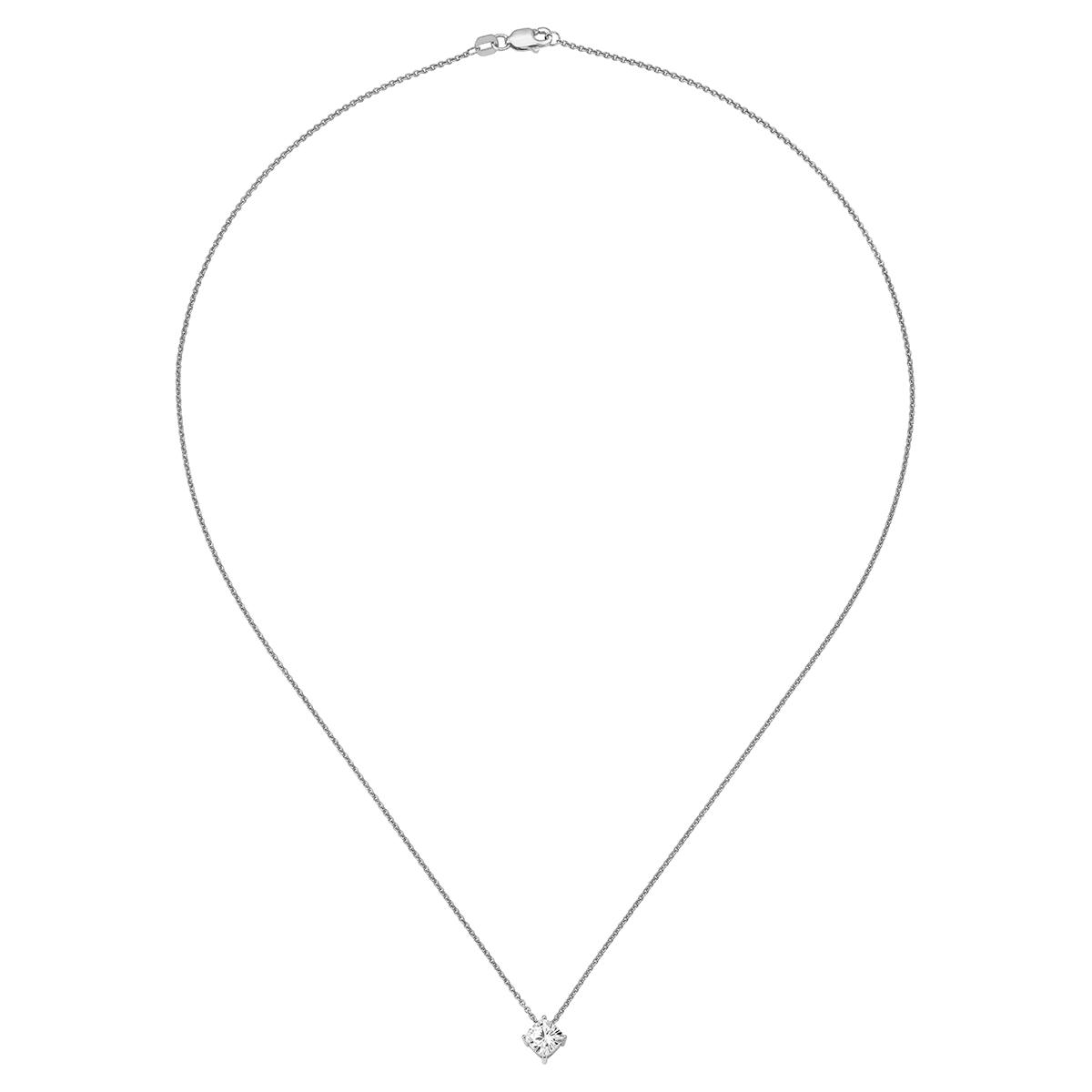 14K Gold 0.8ctw Moissanite Cushion-Cut Pendant with 18" Chain