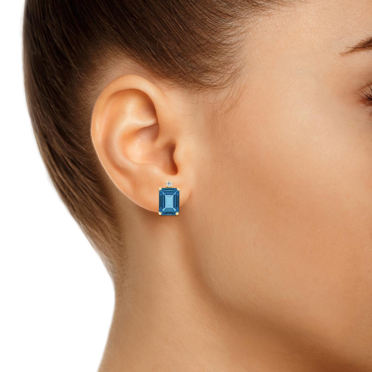 emerald cut london blue topaz earrings