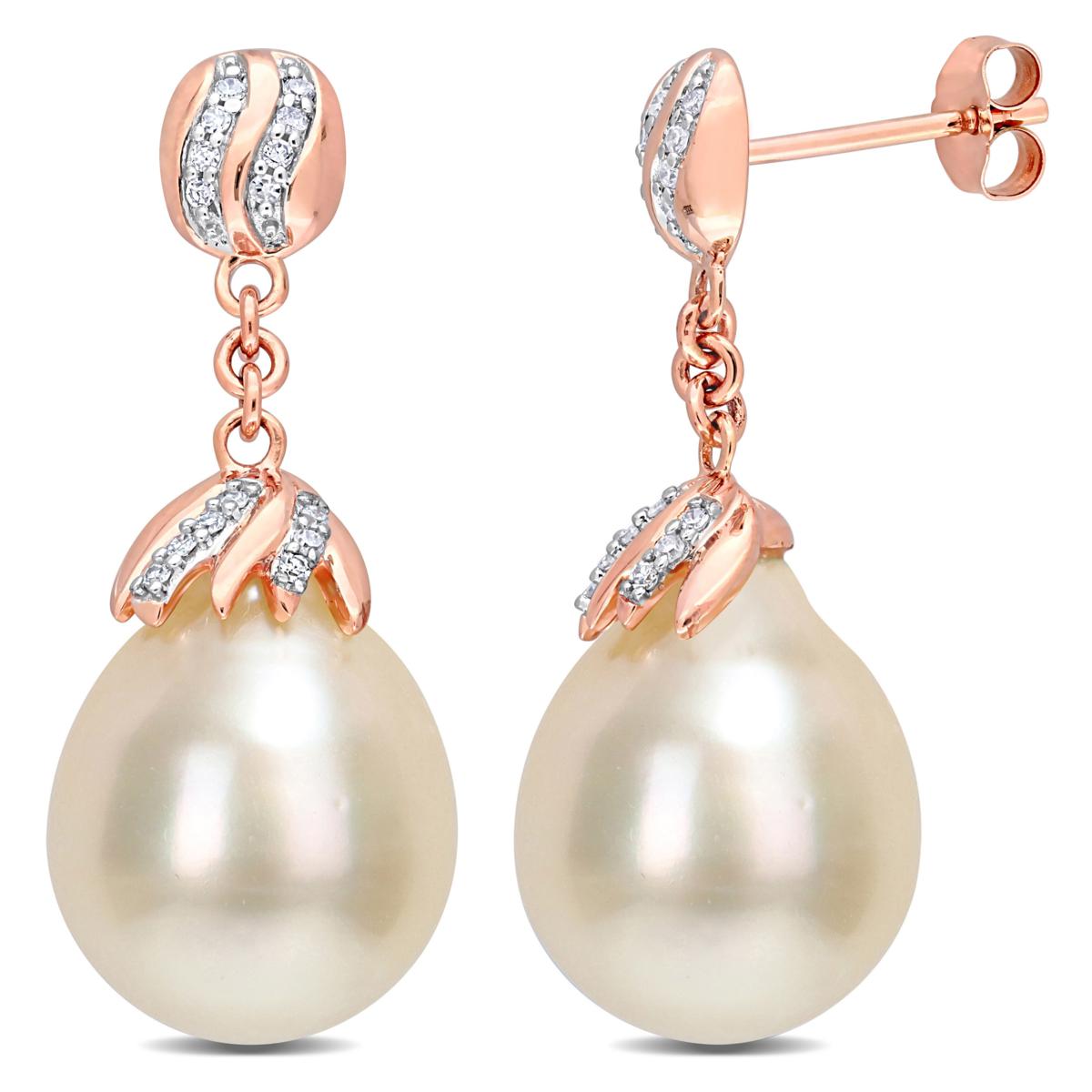 14k rose gold pearl earrings