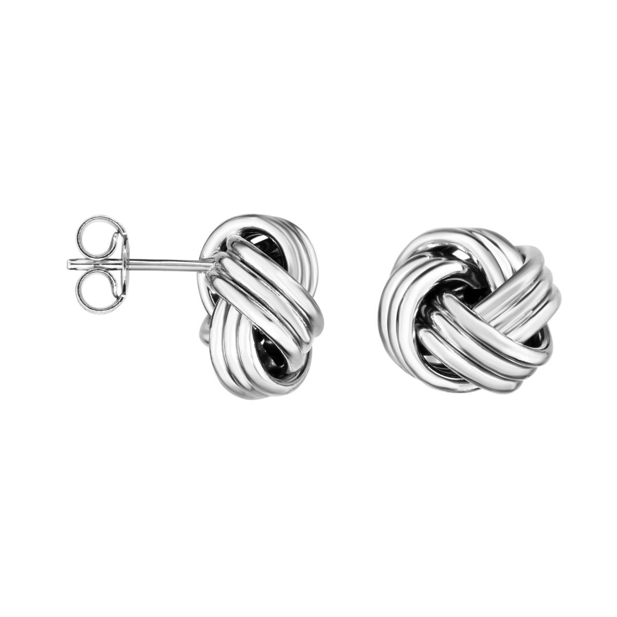 14k White Gold Round Love Knot Stud Earrings Hsn