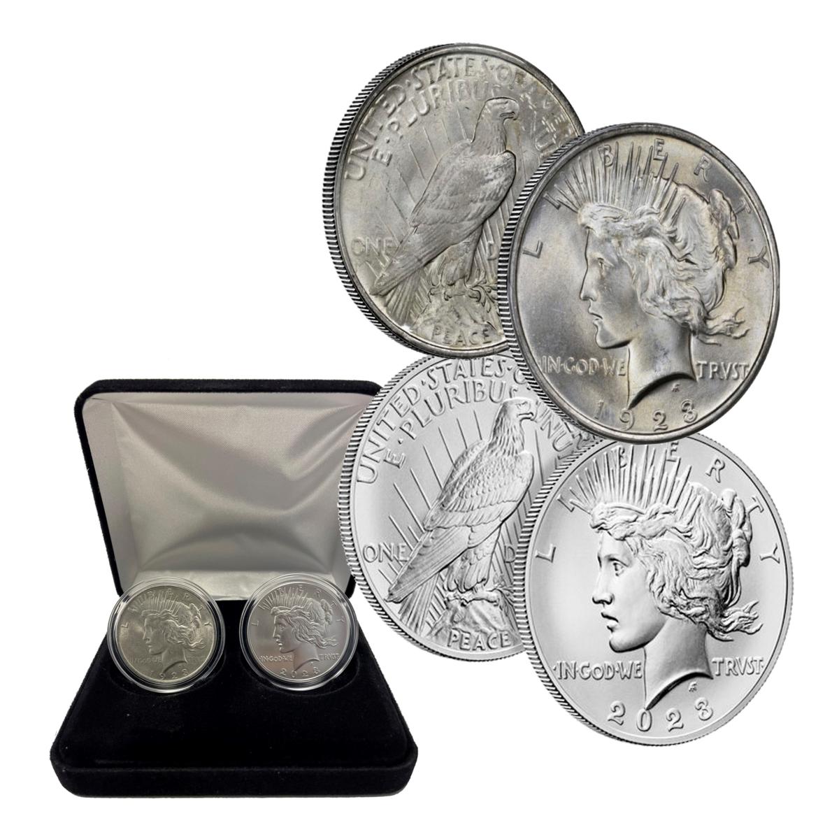 1923 and 2023 BU Peace Silver Dollar 100 Year Celebration Set