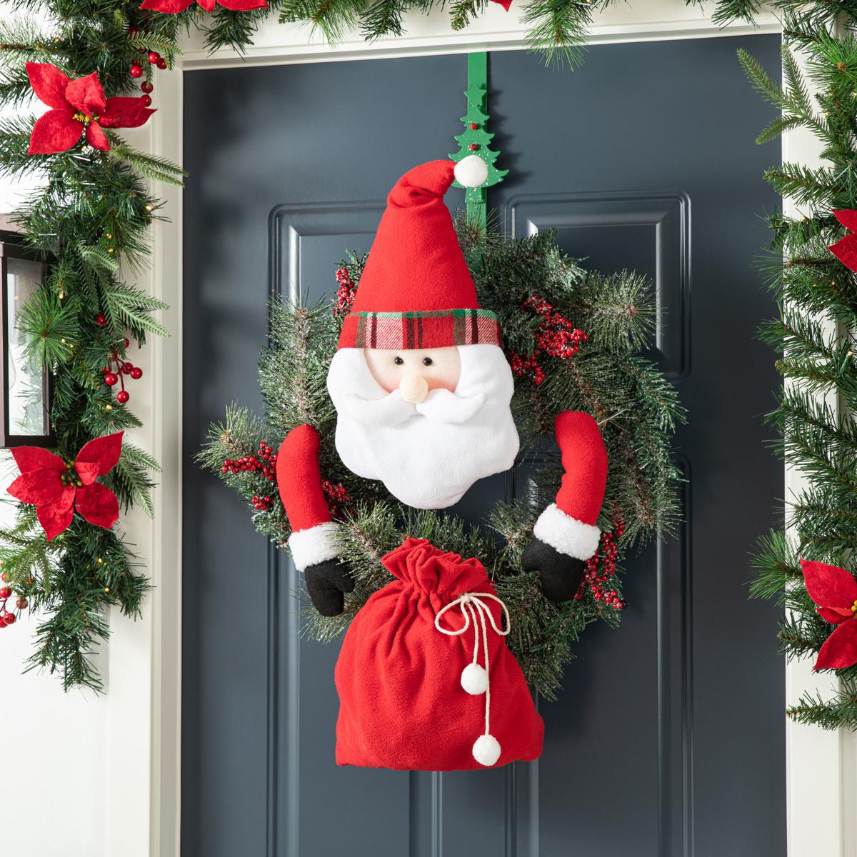 Santa Head Ornament Silver White Fabric Christmas Ornament Santa on sale Xmas Ornament