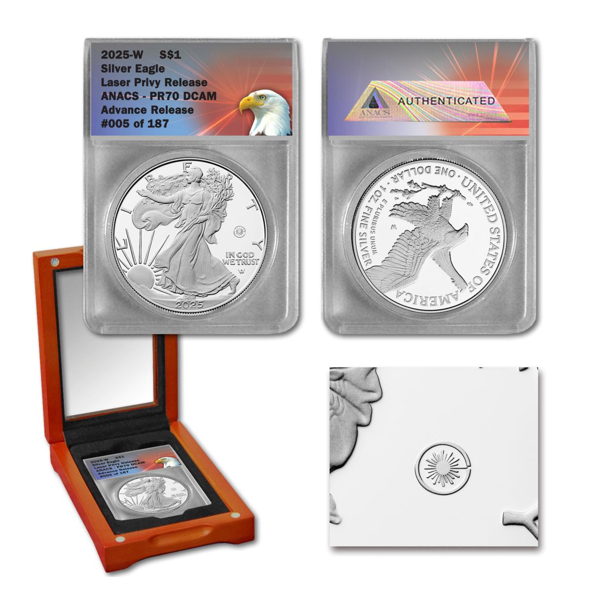 【新品】アメリカン シルバー イーグル銀貨2022シルバーPCGS MS70 新品】アメリカン シルバー イーグル銀貨2022-(W) PCGS MS70 2022-W 1