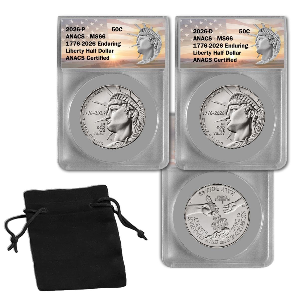 2026 MS66 ANACS P- and D-Mint Enduring Liberty Half Dollar Set | HSN 2026 MS66 ANACS P- and D-Mint Enduring Liberty Half Dollar Set | HSN