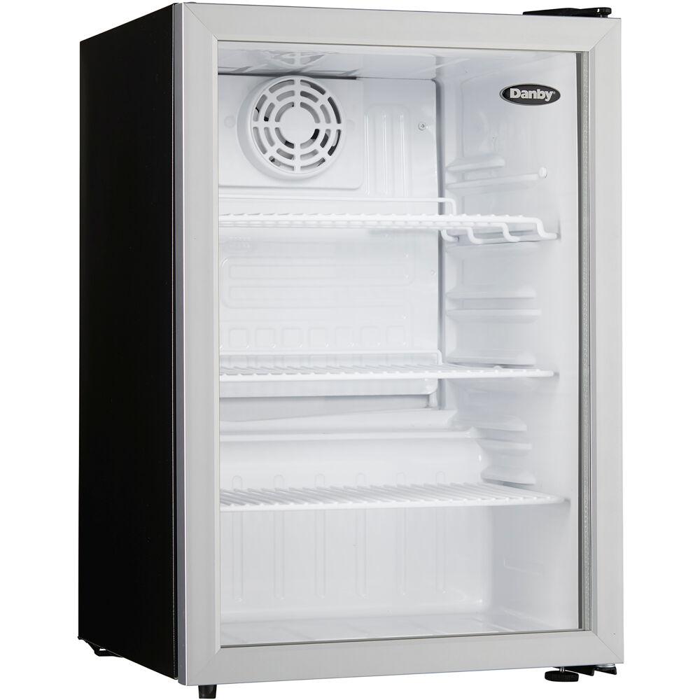 stainless mini fridge with glass door