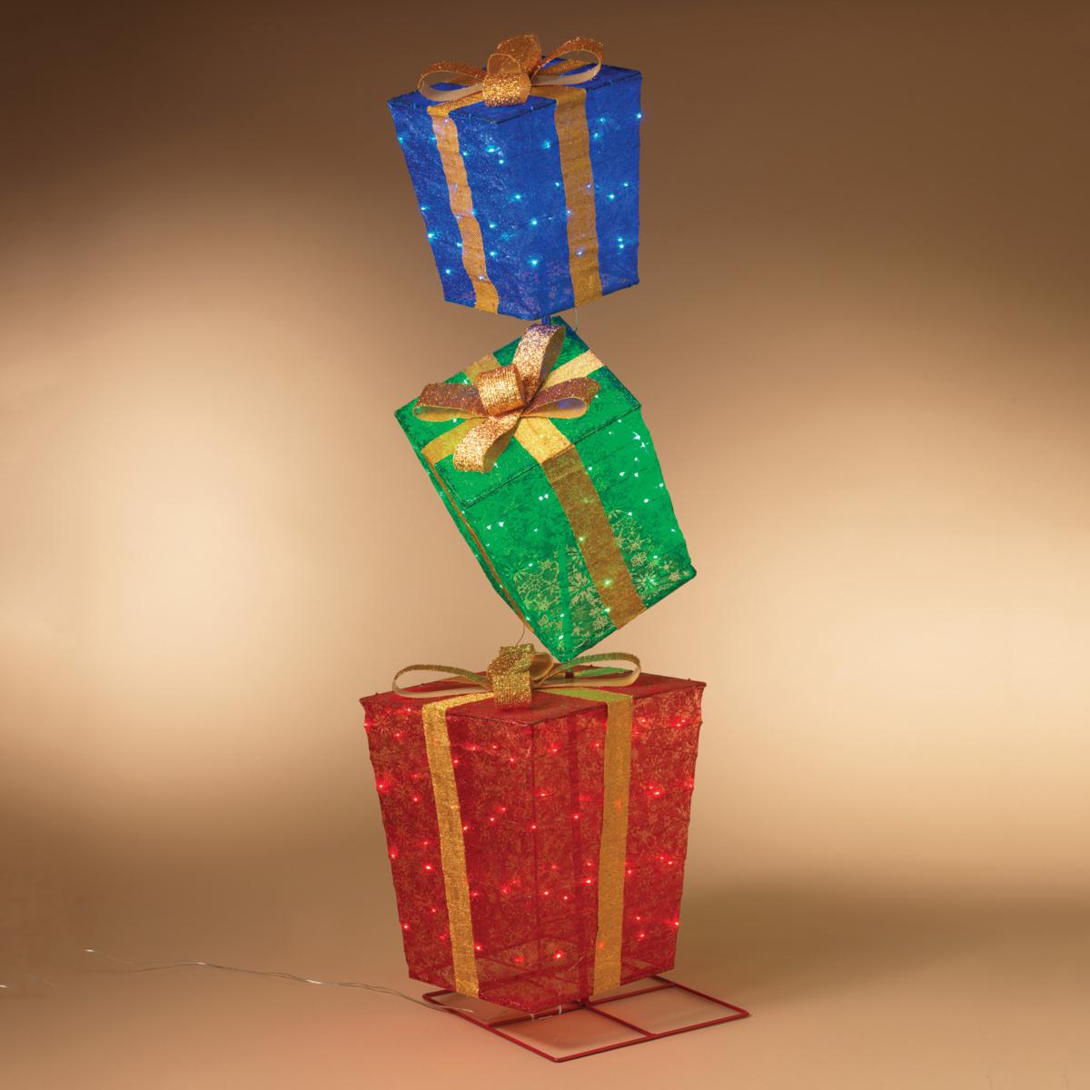 Outdoor Lit Stackable Christmas Gifts