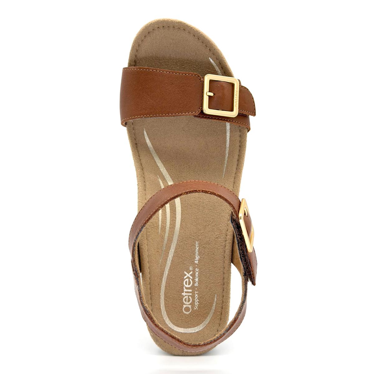 Aetrex Naomi Leather Wedge Casual Sandal | HSN