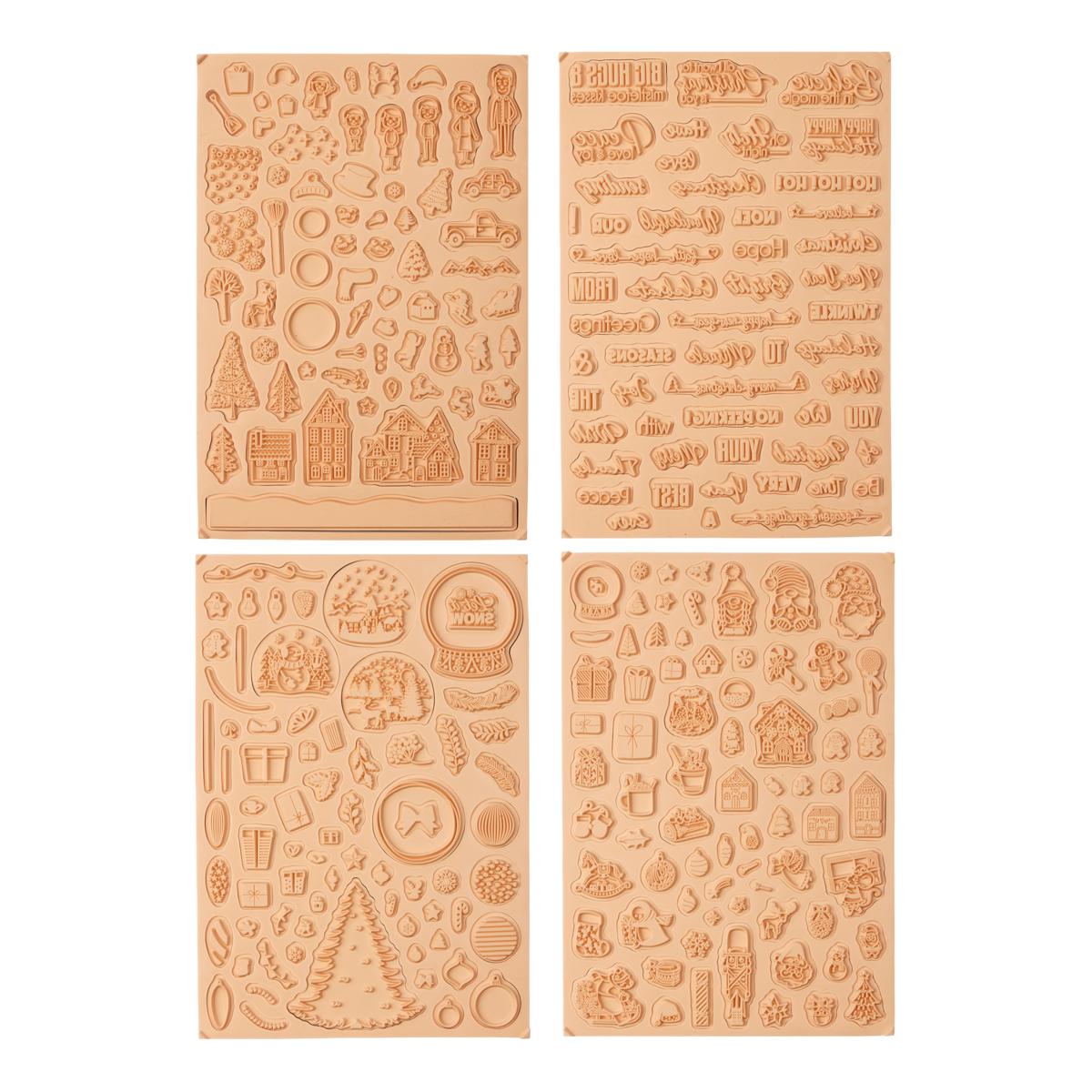 Aladine Izink Holiday Cutie Rubber Stamp Set of 4