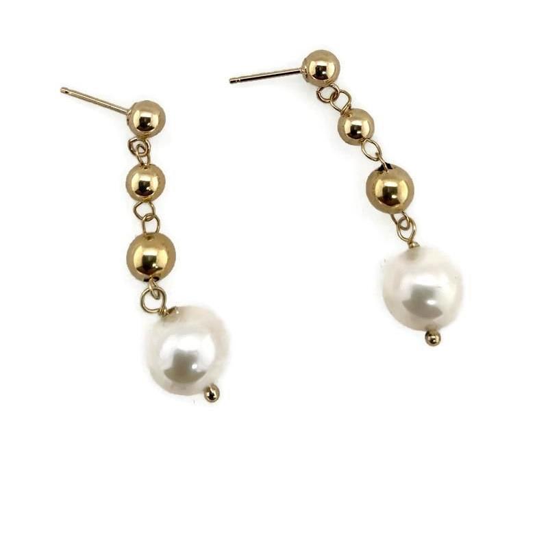 Alkeme 14K Gold 8mm Cultured Pearl Beaded Dangle Earrings - 20555777 | HSN