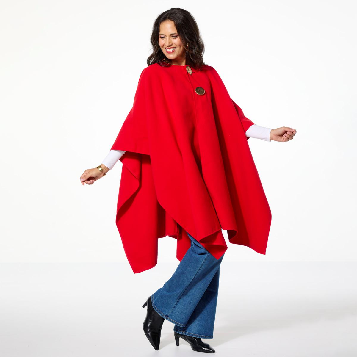 Allison Brown NY Dramatic Cape with Mega Buttons - 23350256