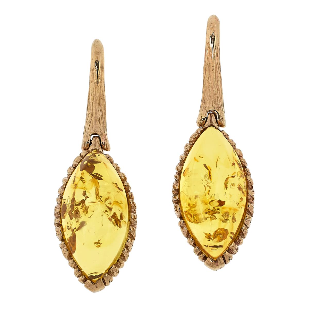 Amber Extraordinaire Goldtone Marquise Amber Drop Earrings - 21244313 | HSN