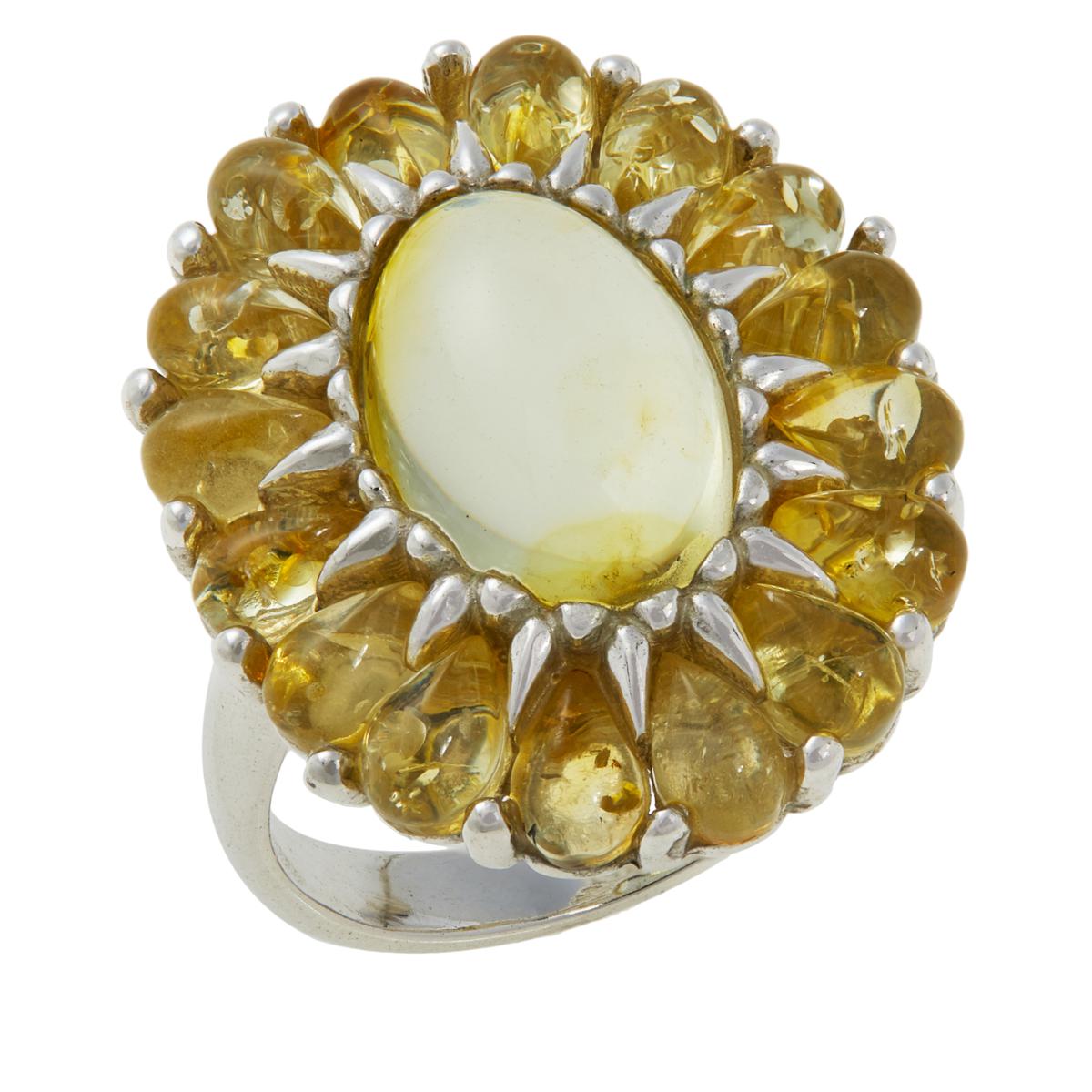 Amber Extraordinaire Multi-Shape Stone Oval Ring