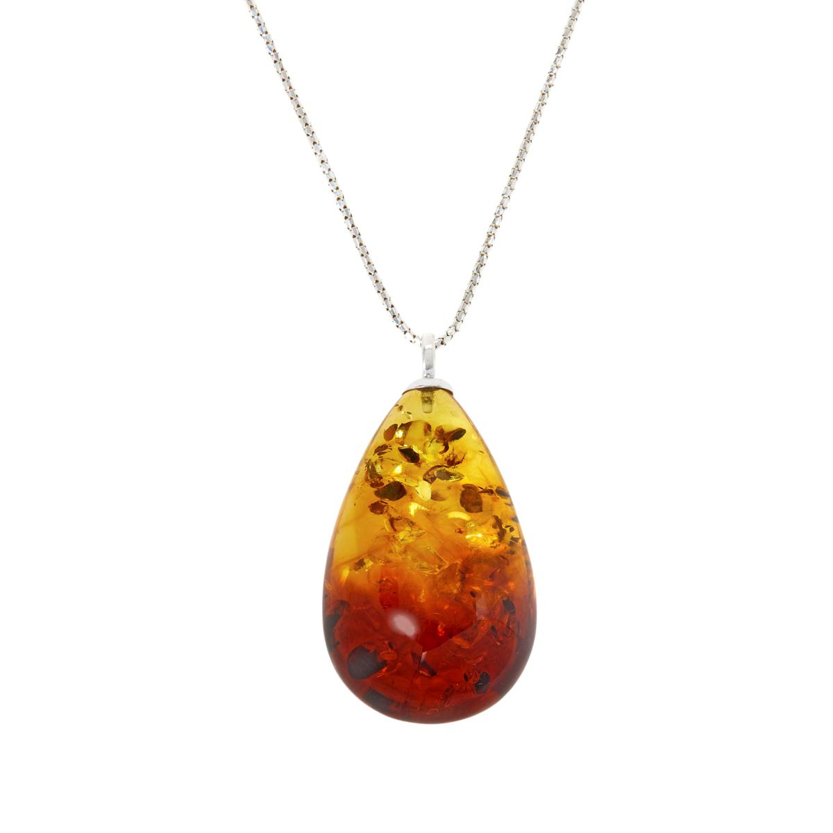 Baltic Amber Necklace Pear Shape Open Design Sterling Silver Baltic Amber Necklace Pear Shape Open Design Sterling Silver