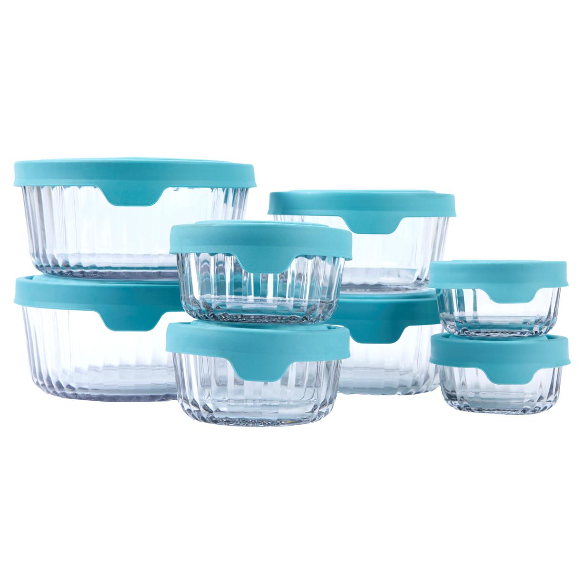 Anchor Hocking TrueSeal 16piece Sculpted Glass Food Storage Set 22615269 HSN