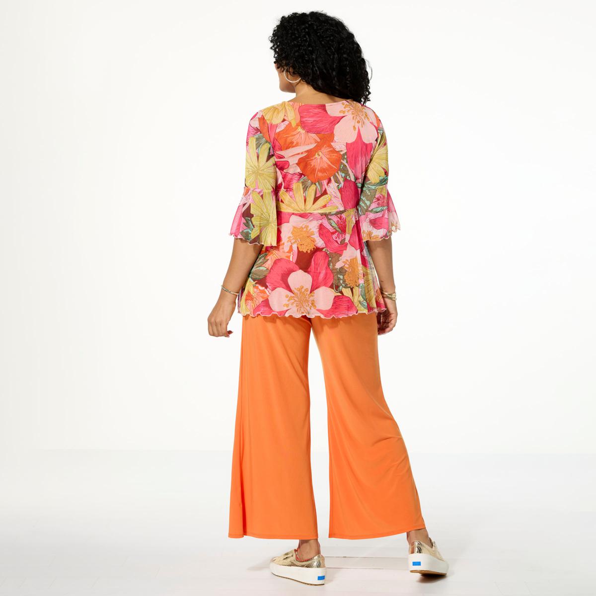 スーツ cootieCOMFORTMERINOSAXONY2TUCKTROUSERS Antthony 2-piece Mesh Flounce Sleeve Top and Pull-On Pant