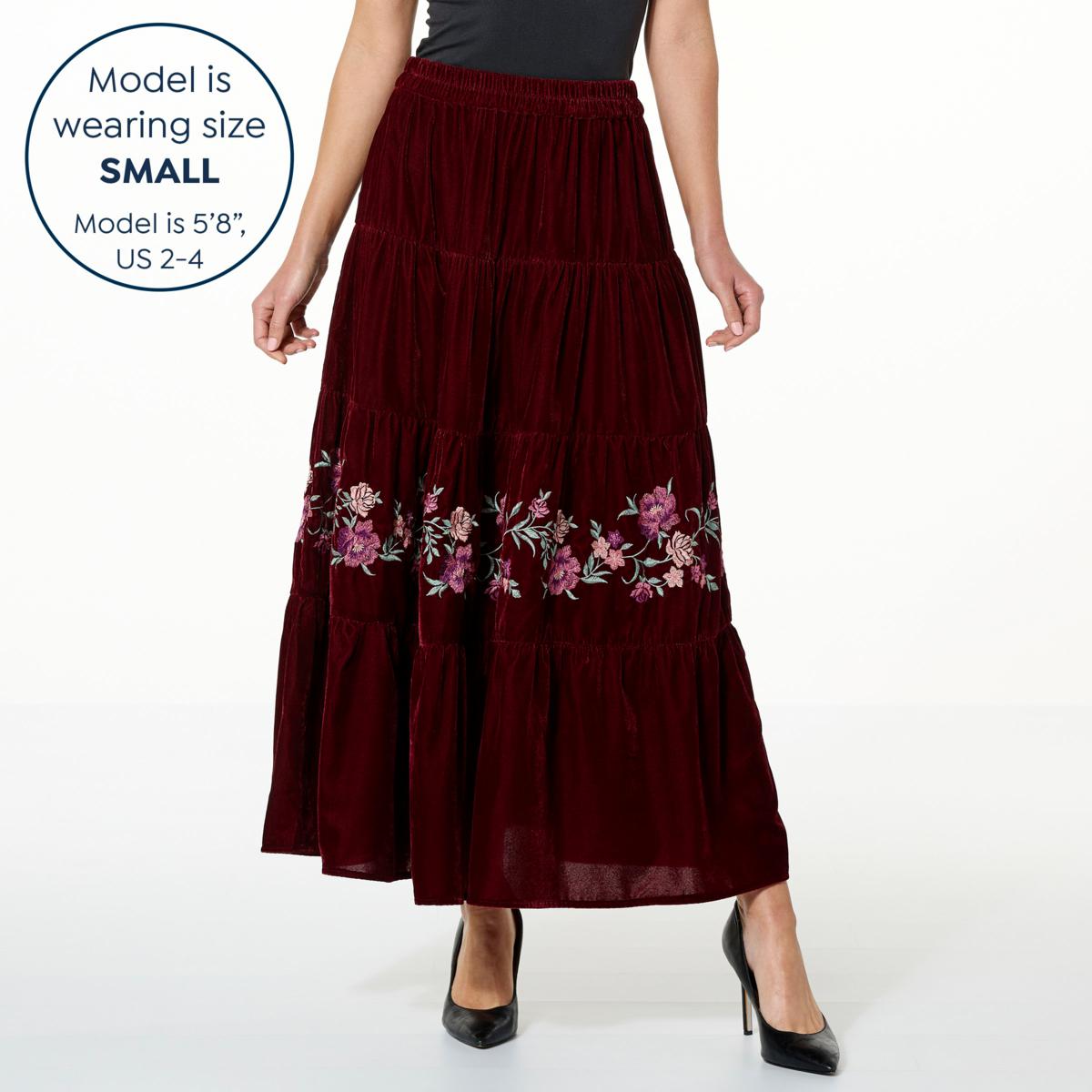 Antthony Lady Luxe Ruffle Knit Midi Skirt with Sequins 