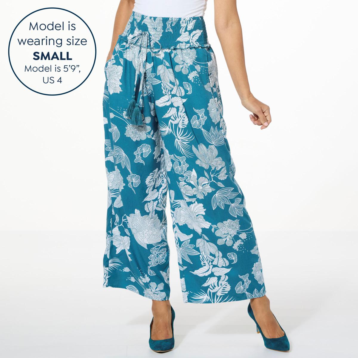 Antthony Printed Woven Pull-On Wide-Leg Crop Pant 22654504 HSN
