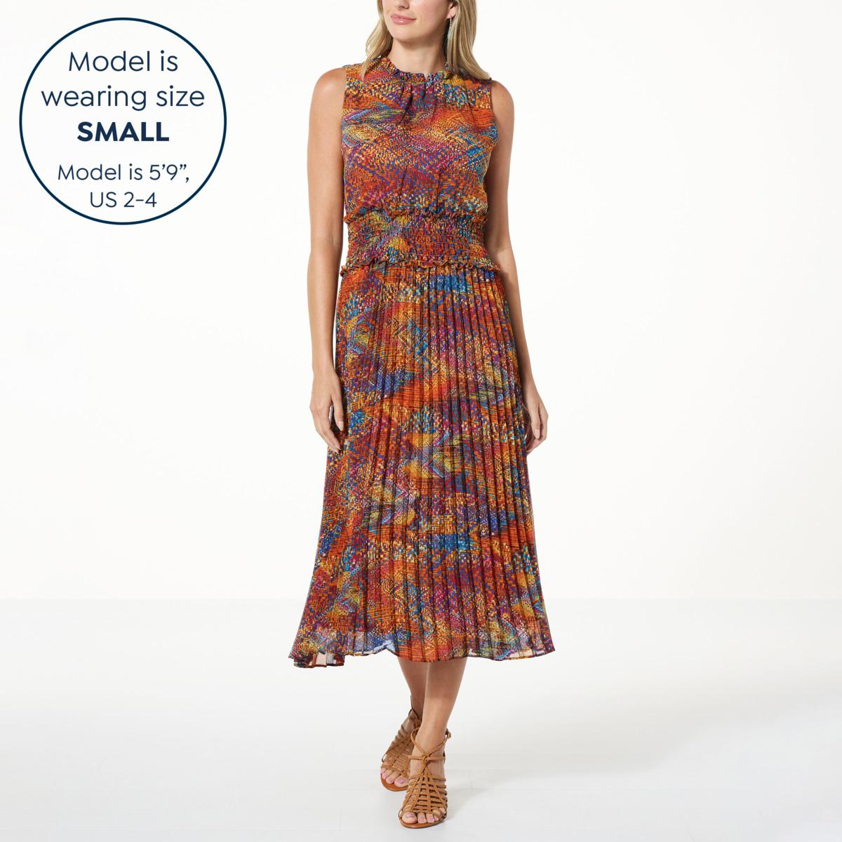 Antthony Smocked Waist Sleeveless Pleat Midi Dress - 20814357 | HSN