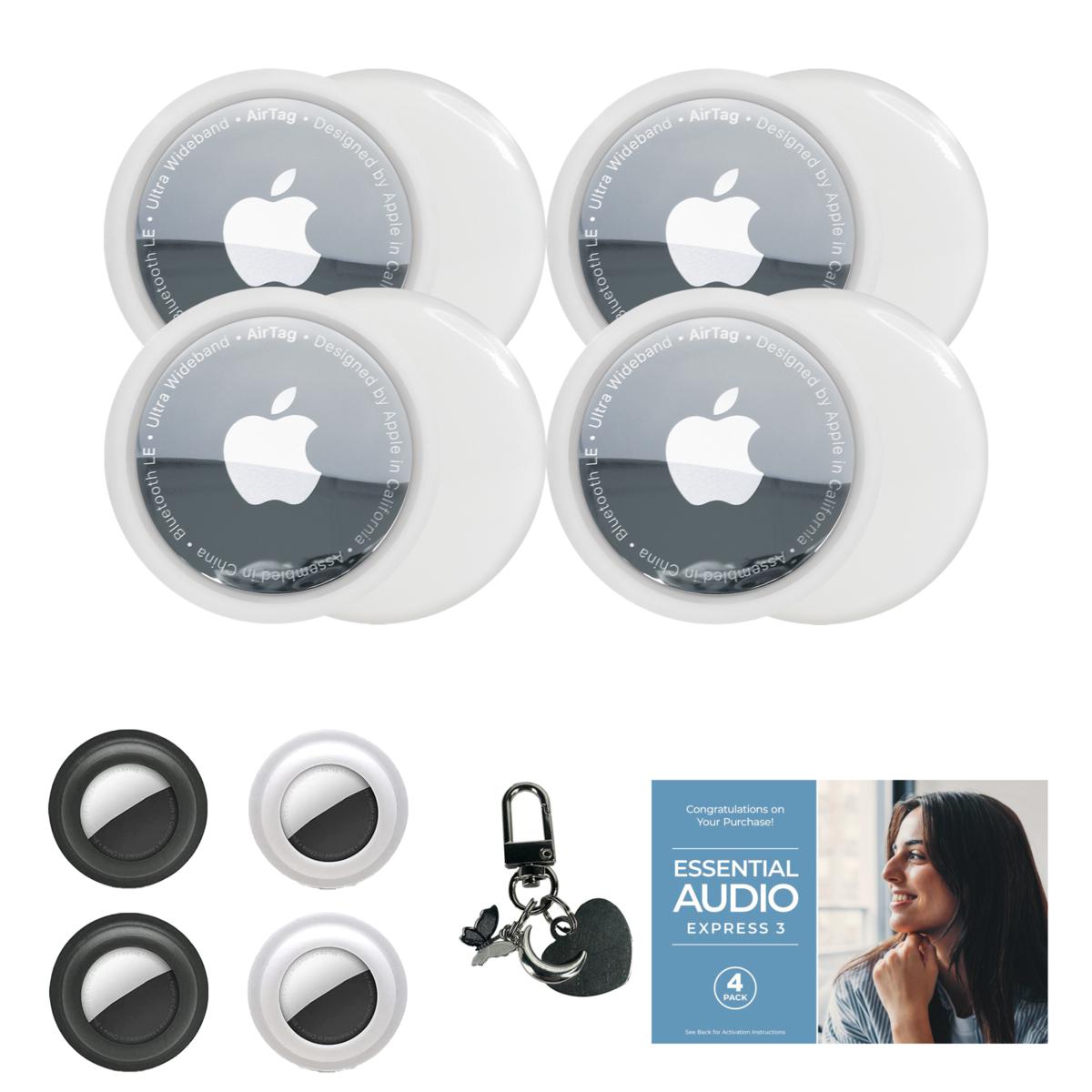 Apple AirTags 4-pack with Silicone Case and Silvertone Charms | HSN