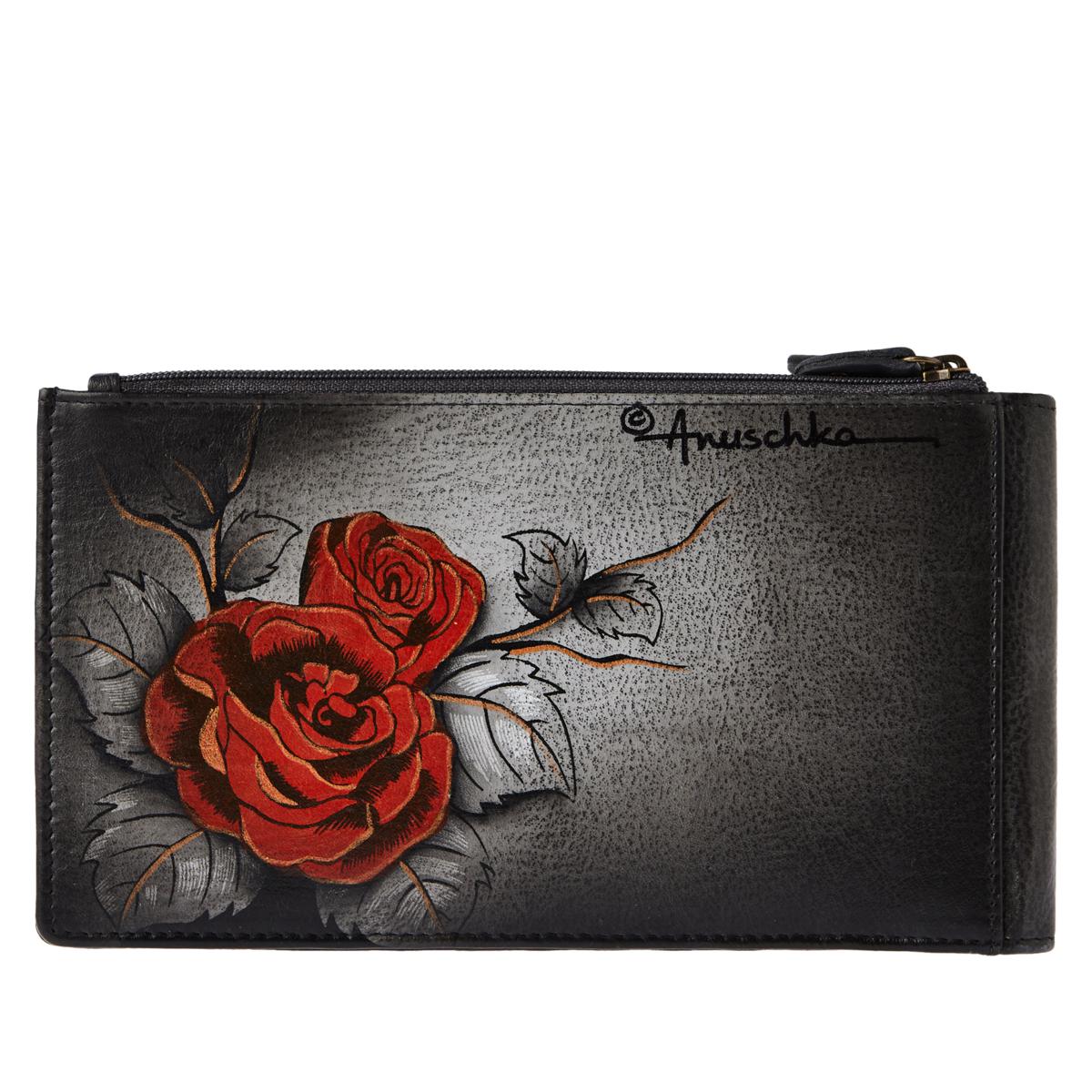 As Is Anuschka Hand-Painted Leather Organizer Block Wallet - 20487222